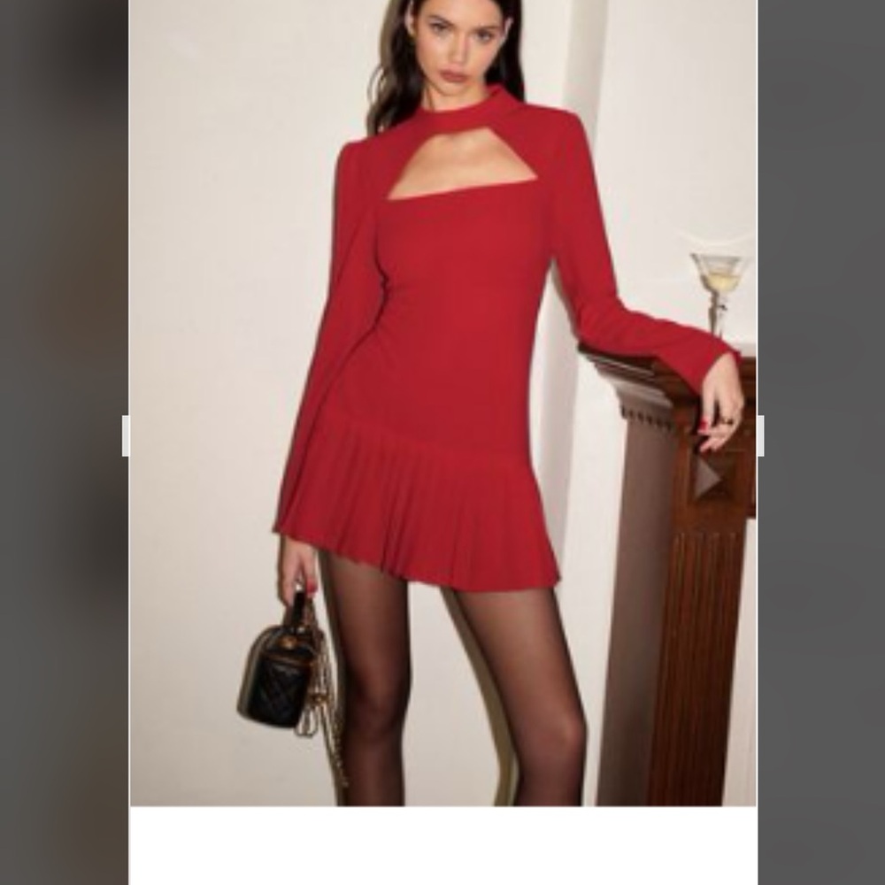 Commense Bold Red Long Sleeve Dress